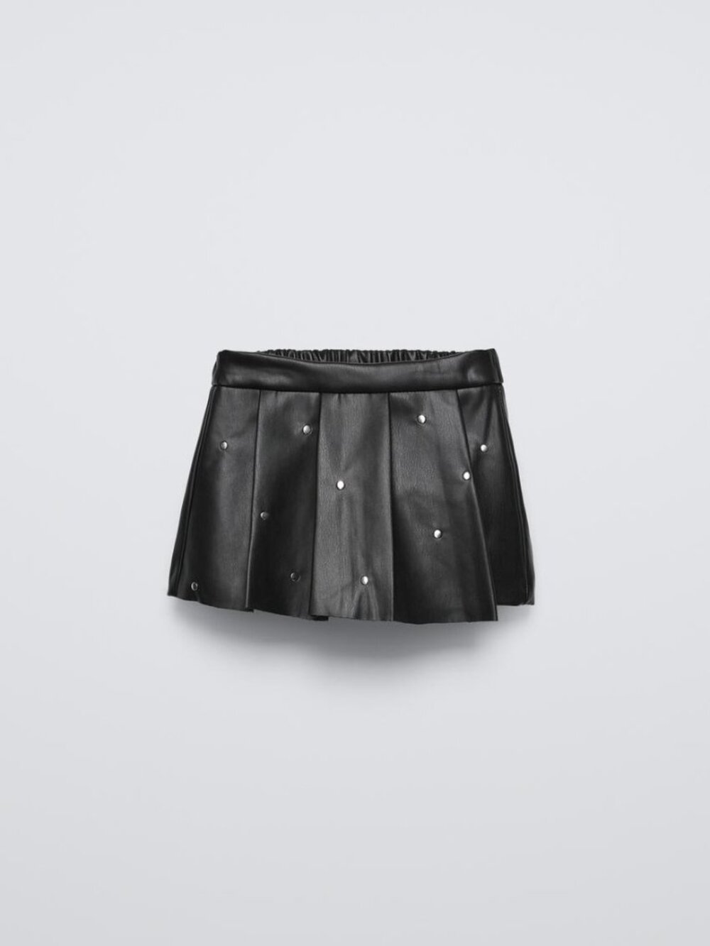 Zara Girls Black Faux Leather Skort with Silver Studs NWT